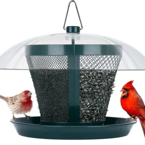 Kingsyard Bird Feeder for Outside, Dual-Use Metal Mesh Wild Bird Feeder with Weatherproof Dome Dual, 2.5 lbs Seed Capacity for Finch Cardinal