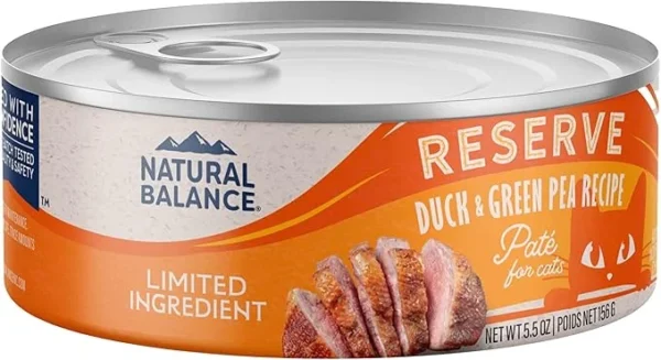 Natural Balance Limited Ingredient Adult Grain-Free Wet Canned Cat Food, Duck & Green Pea Recipe, 5.5 Ounce (Pack of 24)