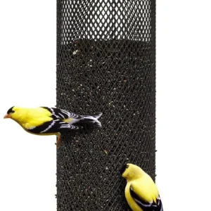 Kingsyard Metal Mesh Tube Bird Feeders for Outdoor Hanging, Finch Bird Feeder for Nyjer/Thistle Seed, 2.5 lbs Large Capacity (Yellow)