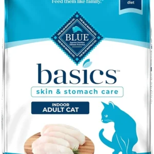 Blue Buffalo Basics Grain-Free Dry Cat Food, Skin & Stomach Care, Limited Ingredient Diet for Indoor Cats, Fish & Potato Recipe, 11-lb. Bag