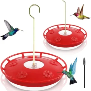 FEED GARDEN 2 Pack 16 OZ Hummingbird Feeders for Outdoor 5 Feeder Ports Ant Bee Proof Leak-Proof Cleaning Brushes Nectar Easy Clean Fill Bird Feeder for Garden Red Décor Gifts for Mom