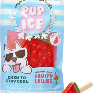 Pup Ice- Ready to Freeze at Home Dog Treats-Edible Chews for Small Breed Dogs & Puppies with Real Chicken to Keep Your Pup Cool Year Round, Fruity Lollies Watermelon Flavor, 3pcs