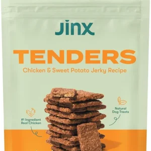 Jinx Tenders Chicken Jerky Dog Treats, All Natural Ingredients, Soft & Chewy, Low-Calorie, Slow-Smoked Chicken & Sweet Potato, No Fillers, 5oz