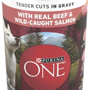 Purina ONE High Protein Wet Dog Food True Instinct Tender Cuts in Dog Food Gravy With Real Beef and Wild-Caught Salmon - (Pack of 12) 13 oz. Cans