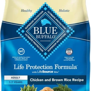 Blue Buffalo Life Protection Formula Adult Dry Dog Food, Helps Build and Maintain Strong Muscles, Made with Natural Ingredients, Chicken & Brown Rice Recipe, 15-lb. Bag