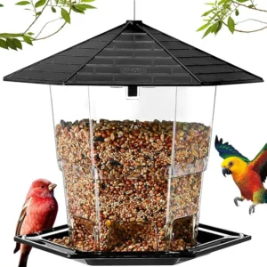 Bird Feeders for Outdoors Hanging Bird Feeder Wild Birds Seed, Black