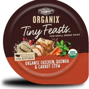 Castor & Pollux Organix Tiny Feasts Organic Chicken, Quinoa & Carrot Stew Dog Food Trays, 3.5 Ounce (Pack of 12)