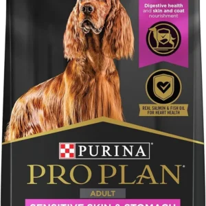 Purina Pro Plan Sensitive Skin and Stomach Dog Food Dry, Adult Salmon & Rice Formula, Digestive Health - 40 lb. Bag