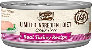 Merrick Limited Ingredient Diet Premium Grain Free And Natural Canned Pate Wet Cat Food, Turkey Recipe - (Pack of 24) 5 oz. Cans