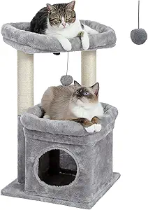 11. Cat Tree Tower for Indoor Cats with Private Cozy Cat Condo, Natural Sisal