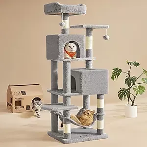 8. Cat Tower for Indoor Cats, Plush Multi-Level Cat Condo
