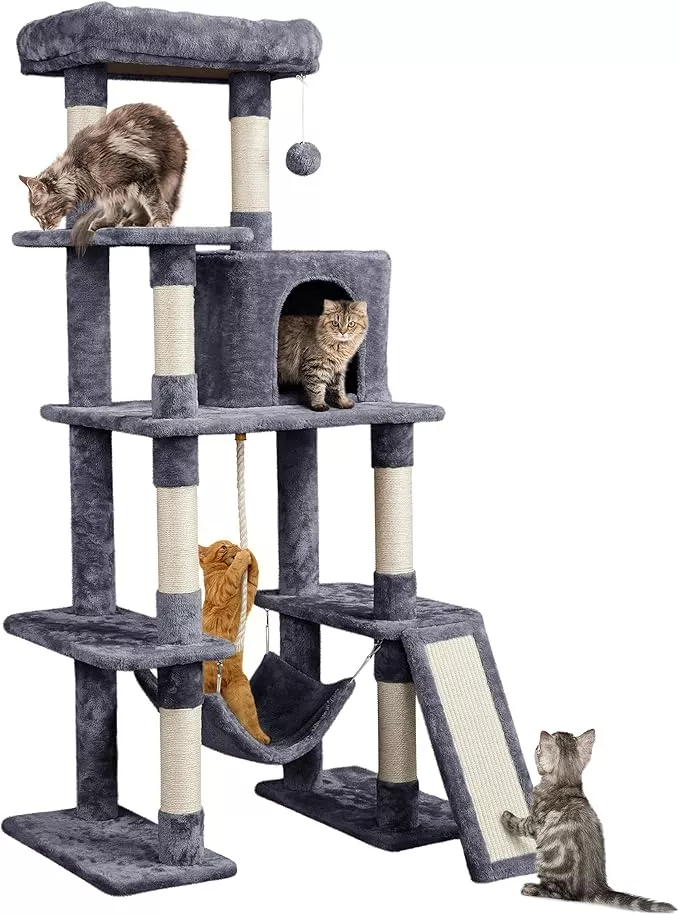Large Multi-Level Cat Tree, with Sisal-Covered Scratching Posts